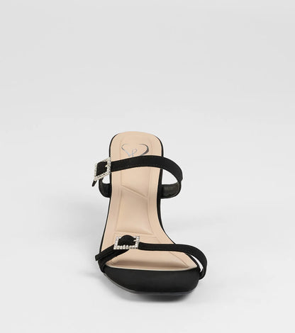 On The Down Low Rhinestone Buckle Mules