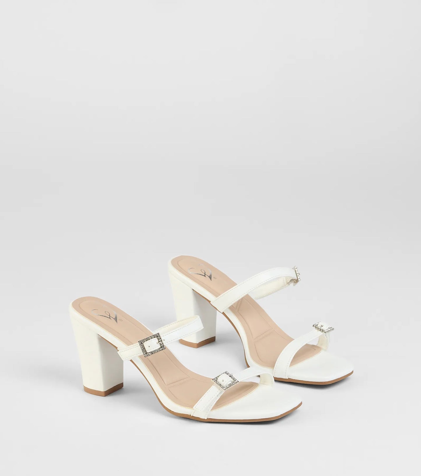 On The Down Low Rhinestone Buckle Mules