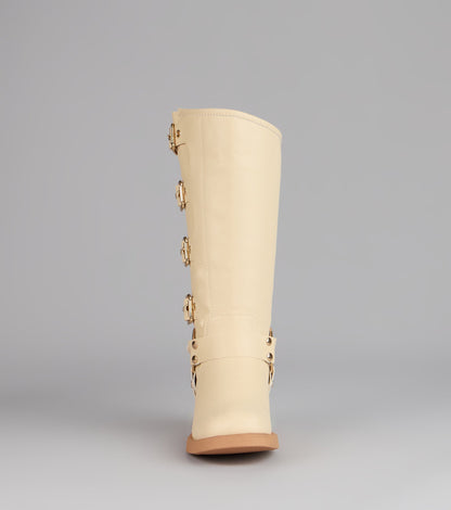 Totally Edgy Buckled Square Toe Boots