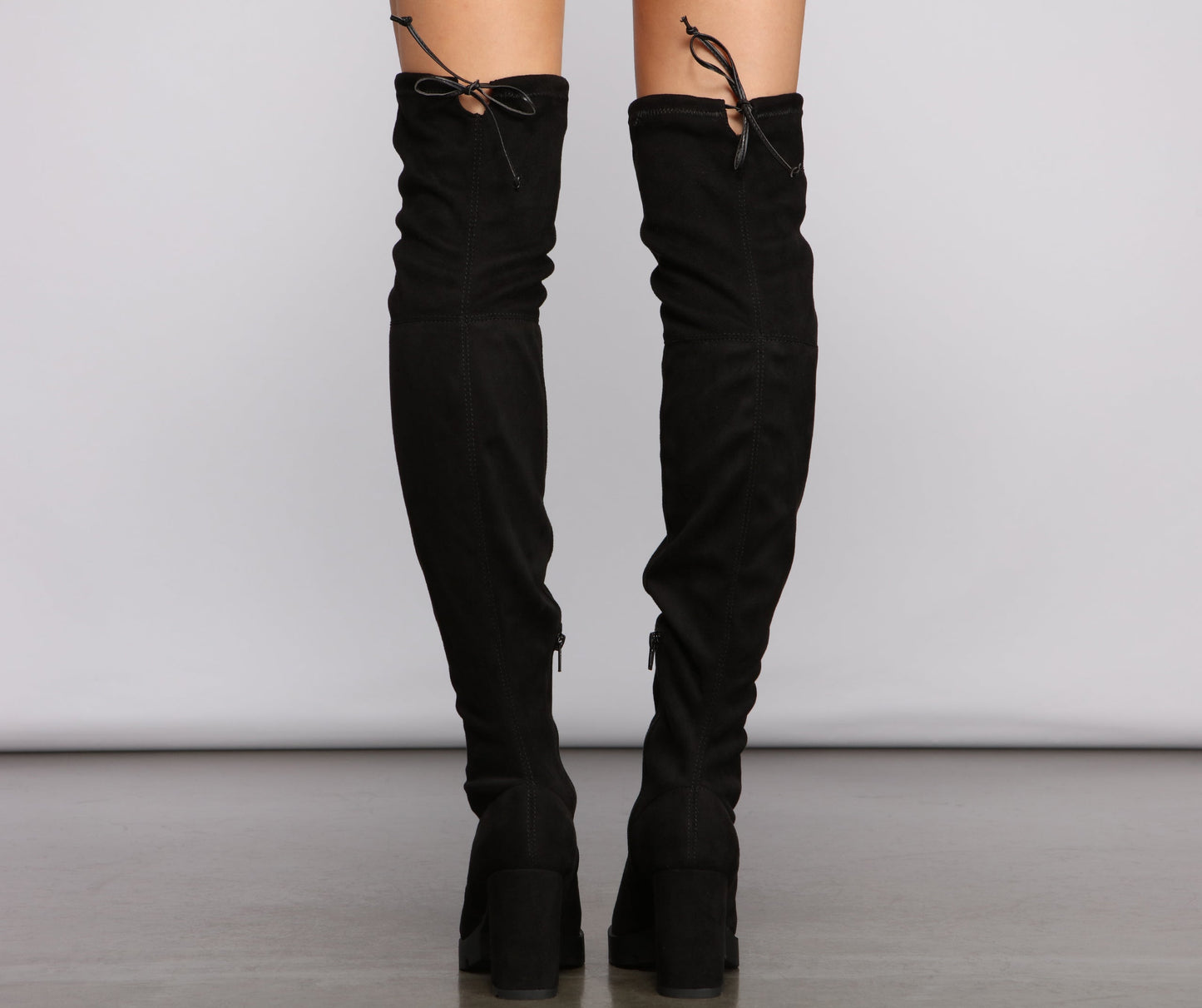 Faux Suede Over The Knee Lug Sole Boots