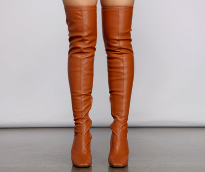 Level Up Thigh High Faux Leather Boots