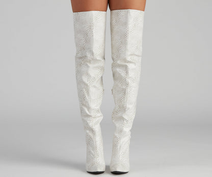 Major Sass Snake Print Faux Leather Boots
