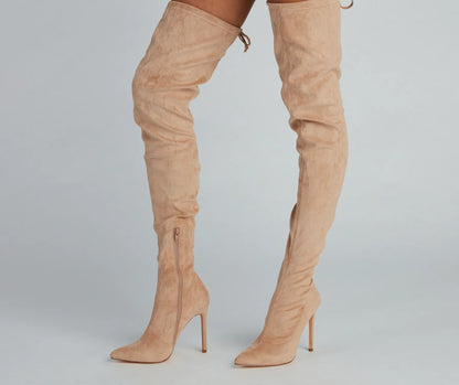 Raising The Bar Faux Suede Stiletto Boots