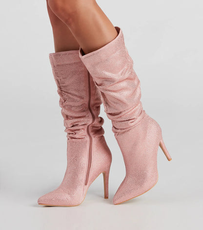 Shine Slouch Stiletto Boots