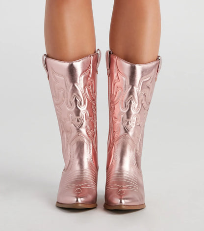 Major Glam Metallic Cowboy Boots