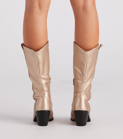 Western Glam Chrome Cowboy Boots
