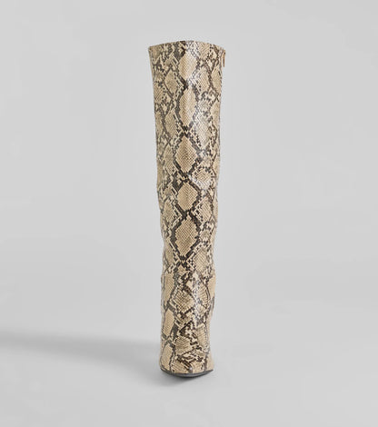 Sassy Slither Under-The-Knee Snake Boots