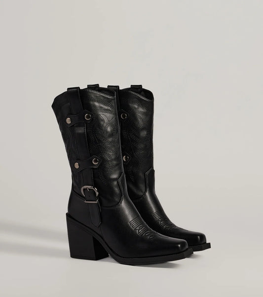 Homestead Chic Western Faux Leather Boots