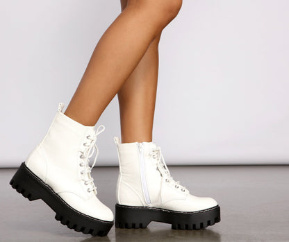 Add Some Edge Faux Leather Combat Boots