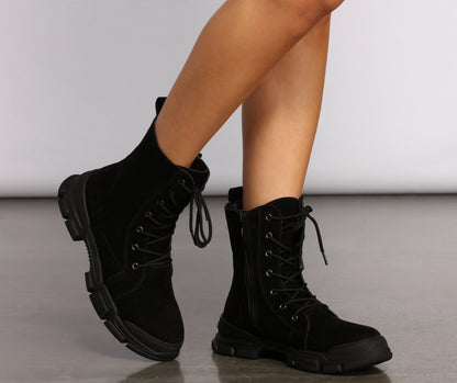 Faux Suede Utility Booties
