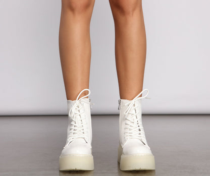 Clearly On Fleek Faux Leather Combat Boots