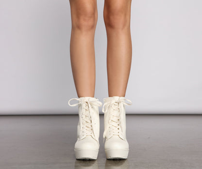 Edgy Vibes Faux Leather Combat Booties