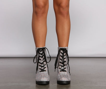 So Fab Plaid Lug Booties