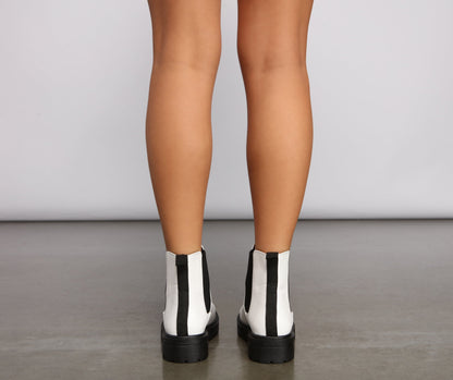 On Edge Faux Leather Lug Booties