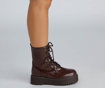 Edgy Glamour Platform Lace-Up Boots