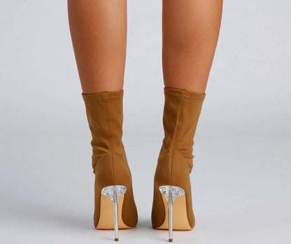 Chic In the Streets Pointed Toe Lucite Booties