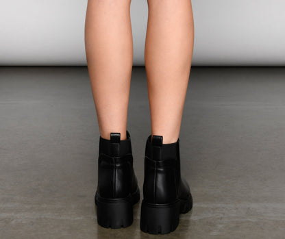 On The Edge Trendy Lug Sole Bootie