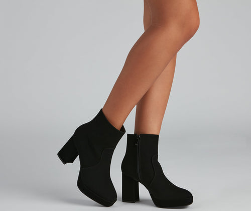 Uptown Chic Nubuck Platform Booties