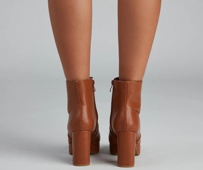 On The Go Block Heel Platform Booties