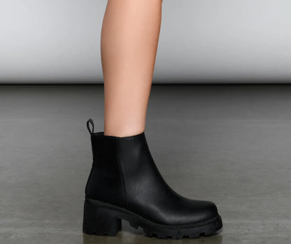 Edgy Glam Lug Sole Ankle Booties