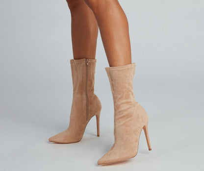 Fashion Forward Faux Suede Stiletto Boots