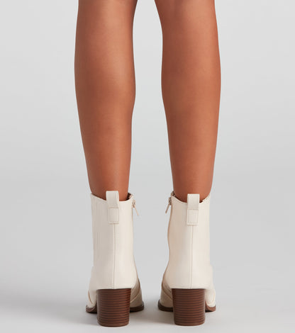 Country Kicks Faux Leather Block Booties