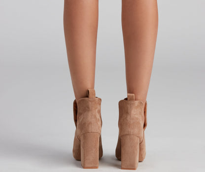 Brisk Steps Faux Suede Cutout Booties