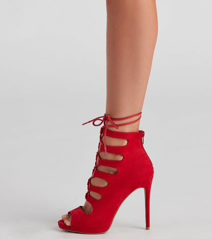 Miss Stylish Lace Up Stiletto Booties