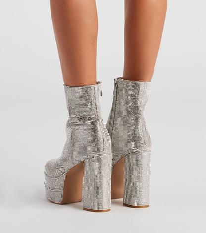 Retro Gal Rhinestone Heel Booties