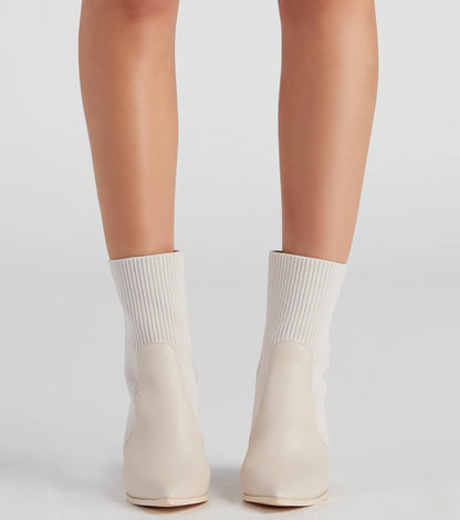 Walking Knit Style Block Booties