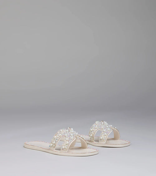 Pop Of Luxe Sparkle Faux Pearl Rhinestone Sandals