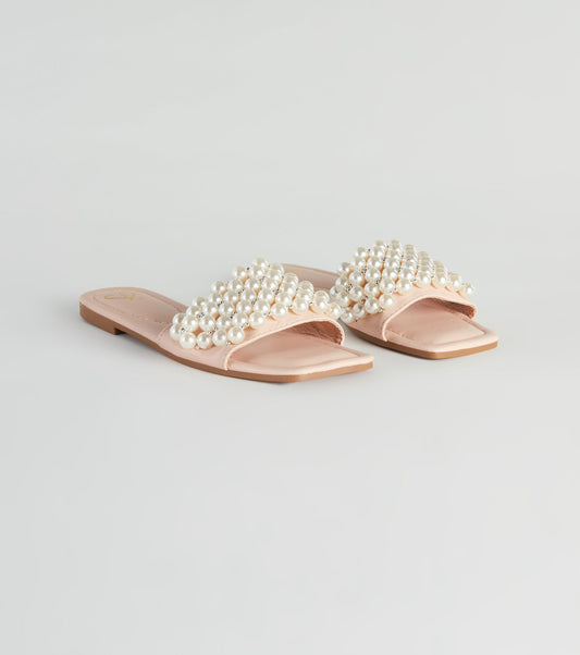 Hidden Treasure Faux Pearl Slide Sandals
