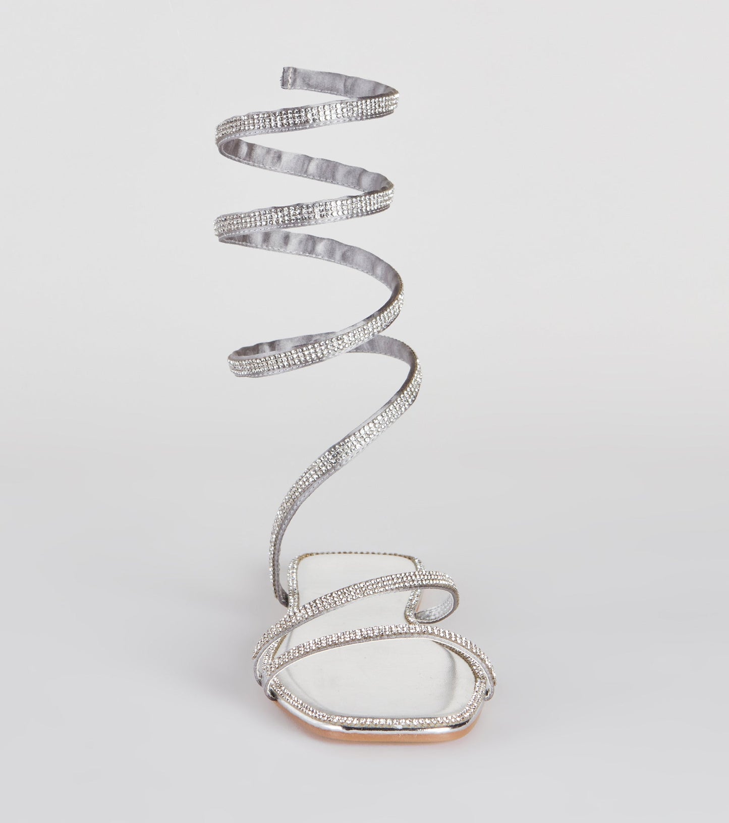 For A Spin Rhinestone Spiral Flat Sandals