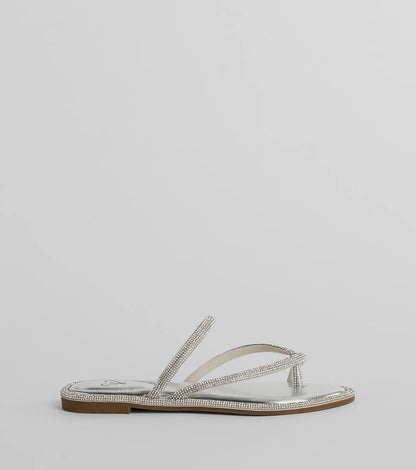Bling It On Strappy Rhinestone Flat Sandals