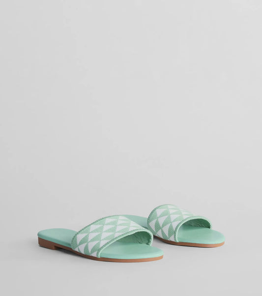 Points Of Interest Triangle Print Strap Flat Sandals