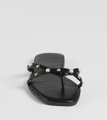 Stylishly Glam Strappy Rhinestone Pearl Sandals