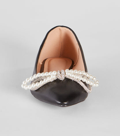 Elegant Sparkle Rhinestone Bow Ballet Flats