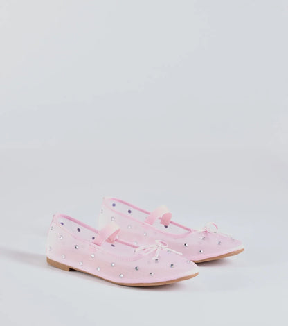 Sparkle And Shine Rhinestone Bow Ballet Flats