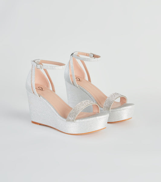 Cue The Glitter Rhinestone Platform Wedges