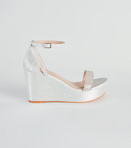 Cue The Glitter Rhinestone Platform Wedges