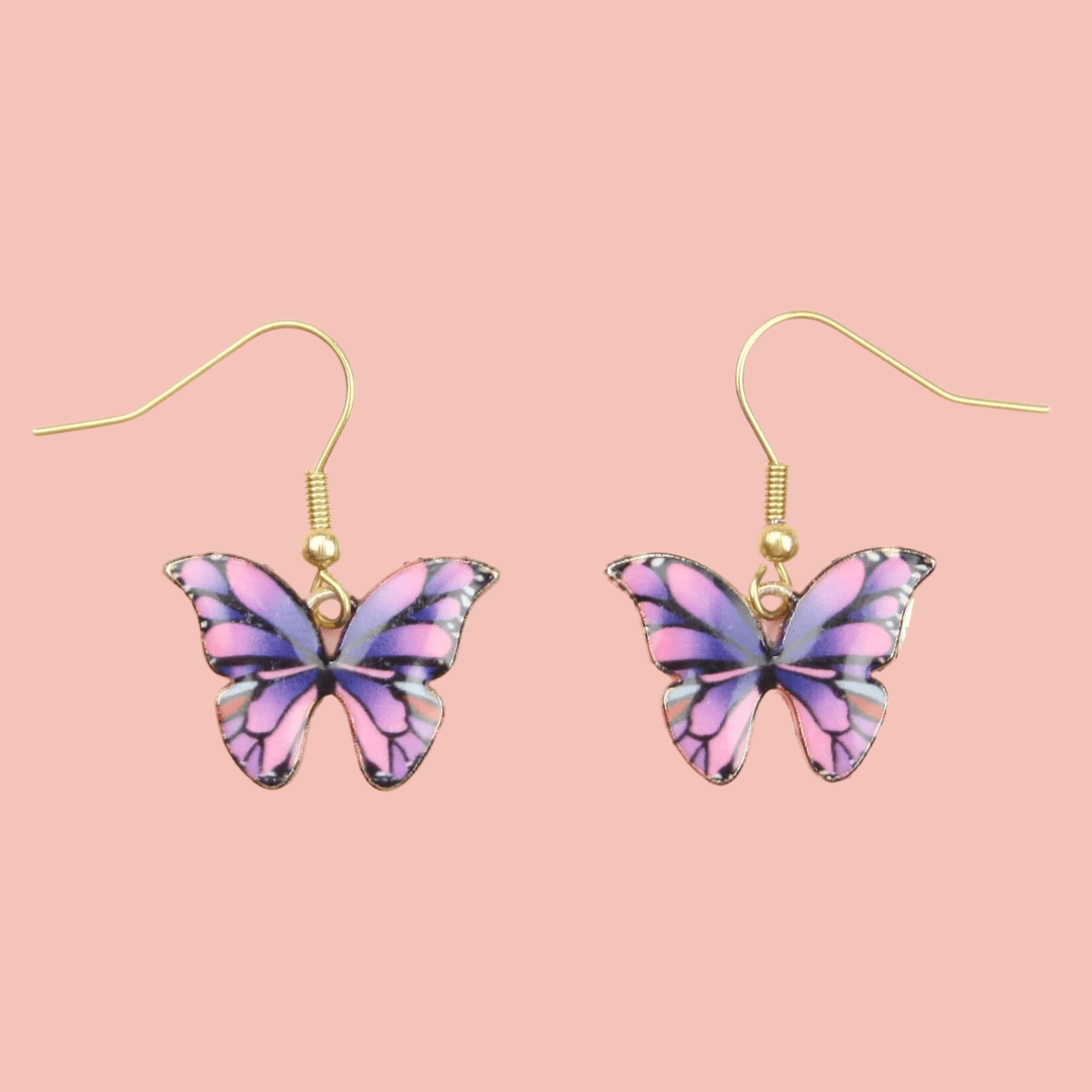 Pink & Purple Butterfly Earrings