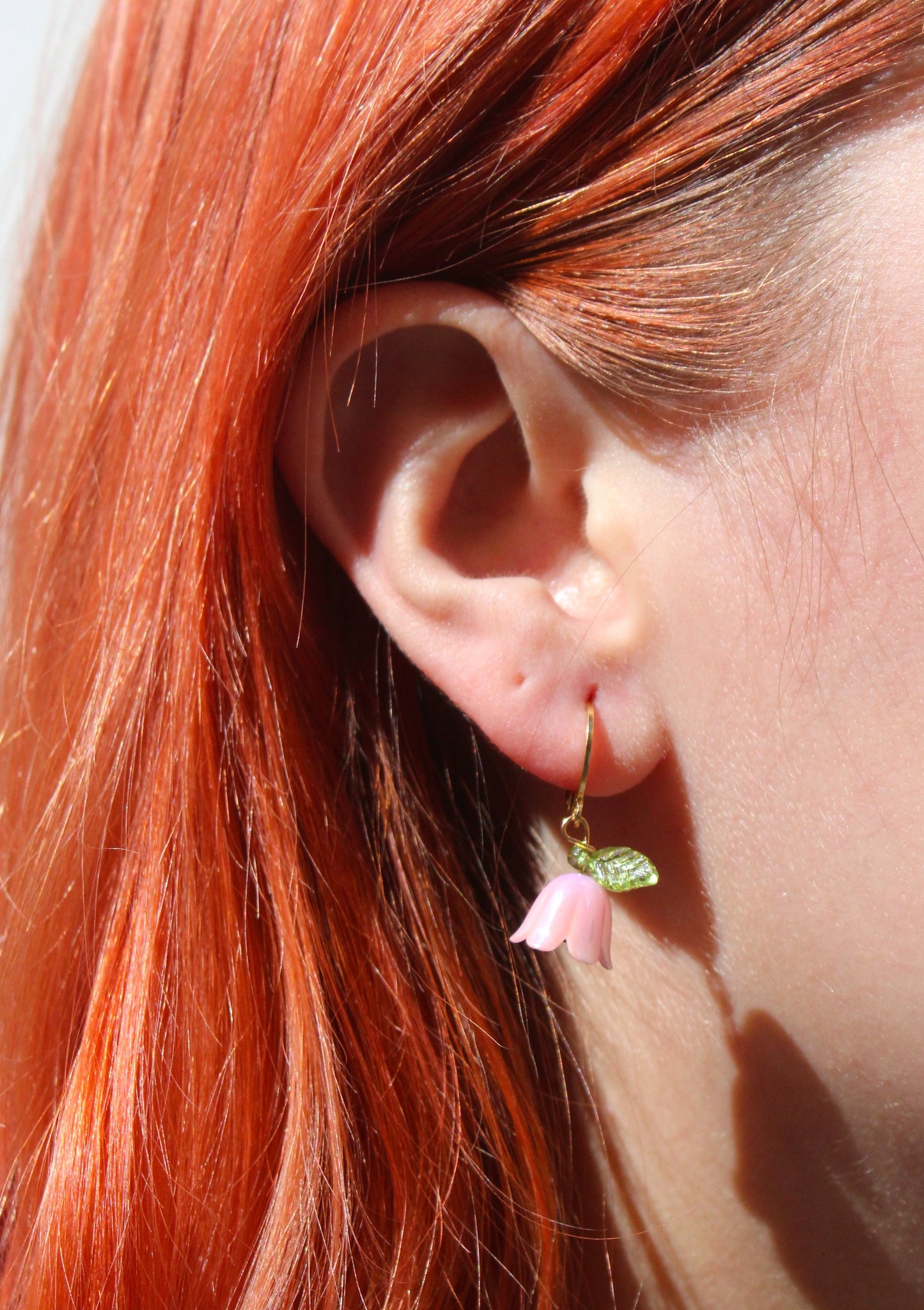 Pink Bell Orchid Huggie Hoop Earrings