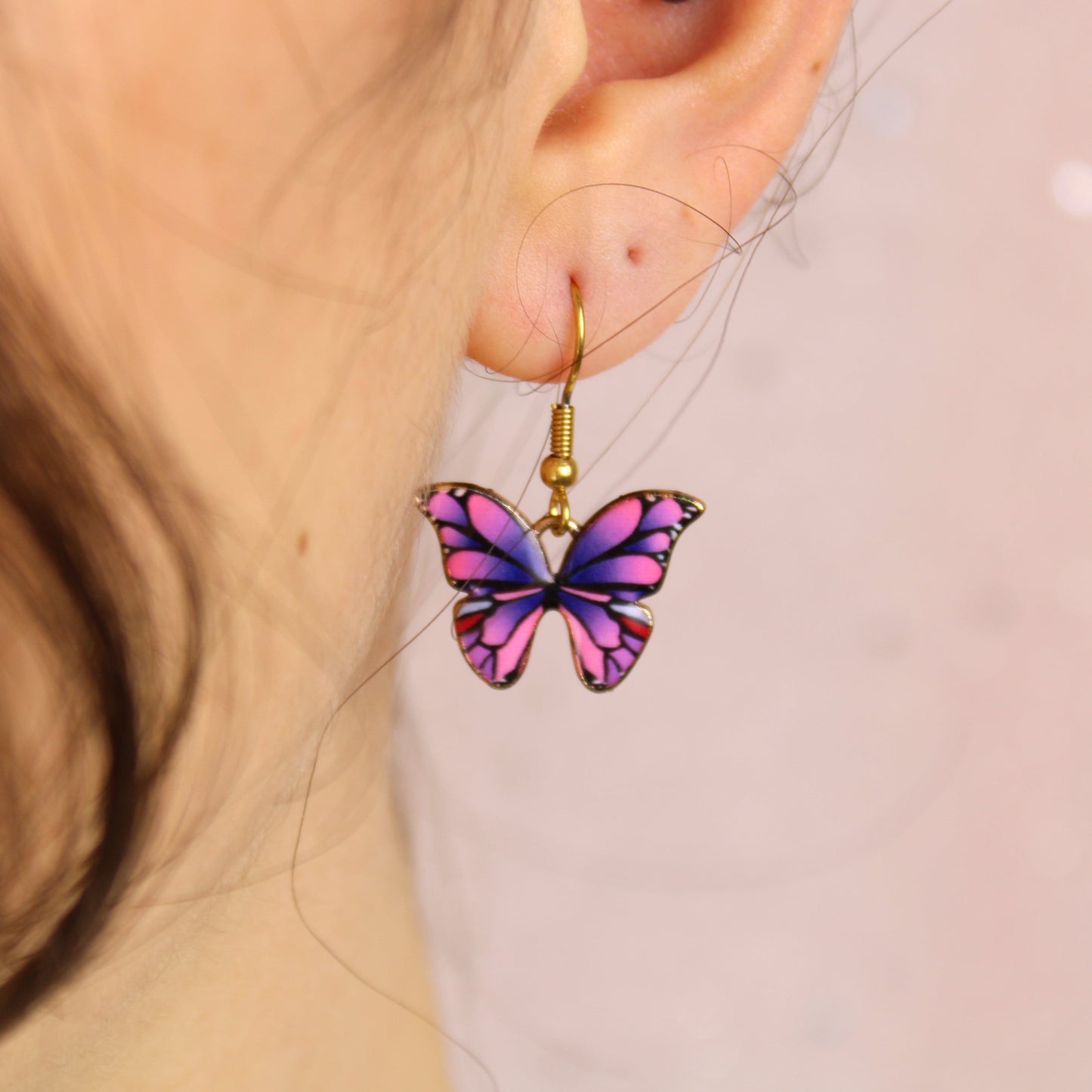 Pink & Purple Butterfly Earrings