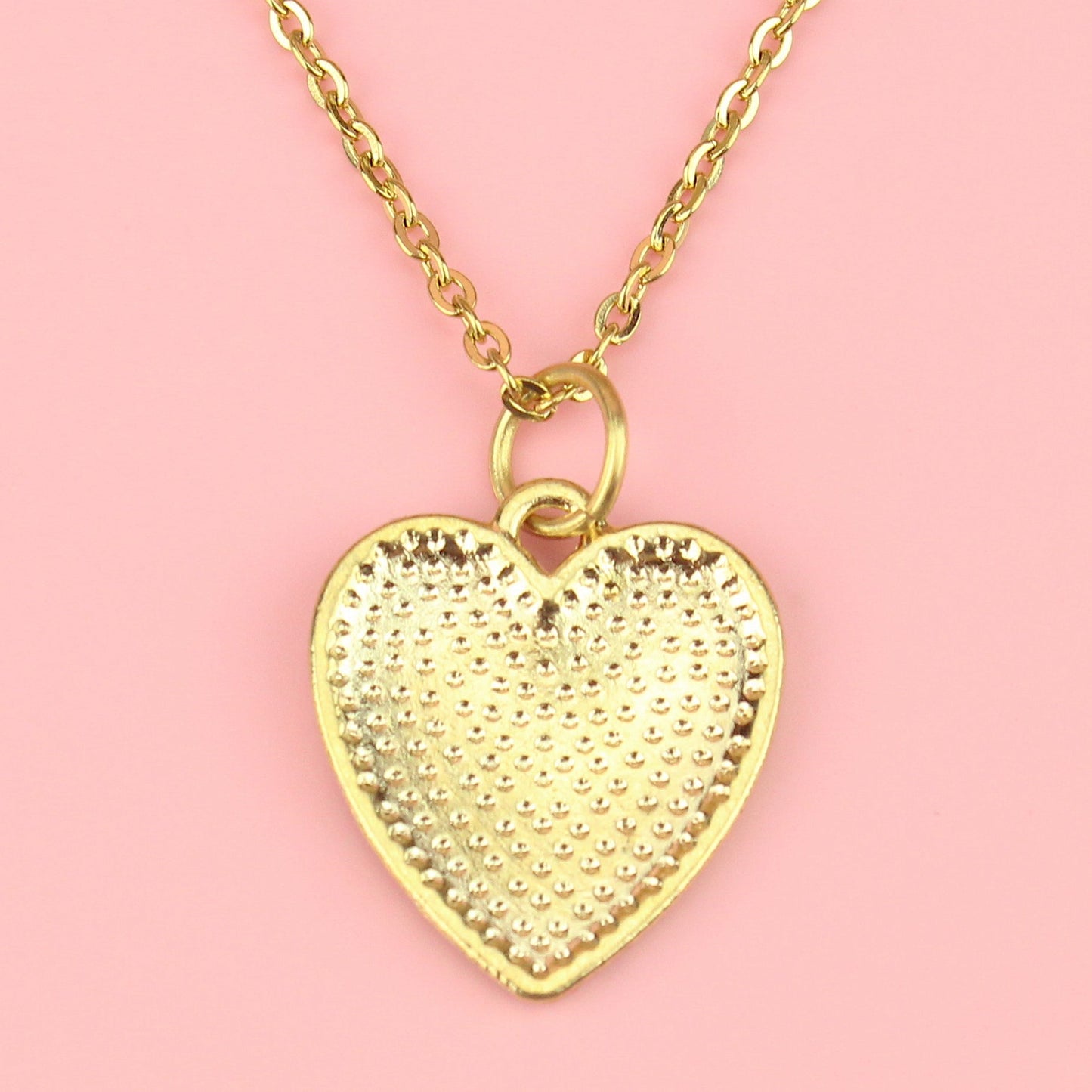 Pink and White Heart Checkerboard Necklace