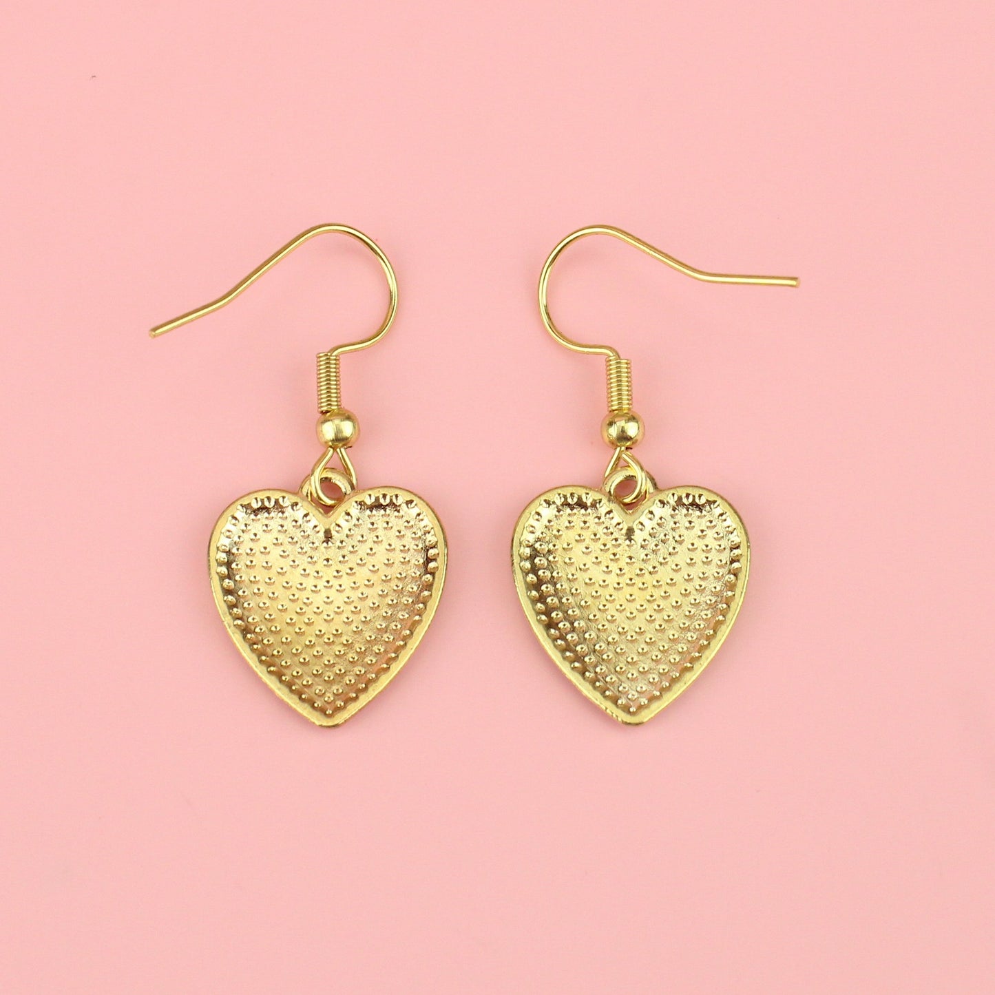 Pink and White Heart Checkerboard Earrings
