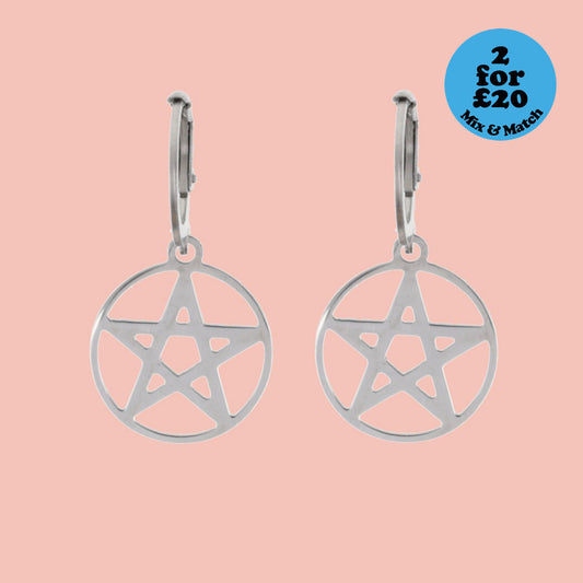 Pentagram Hoop Earrings