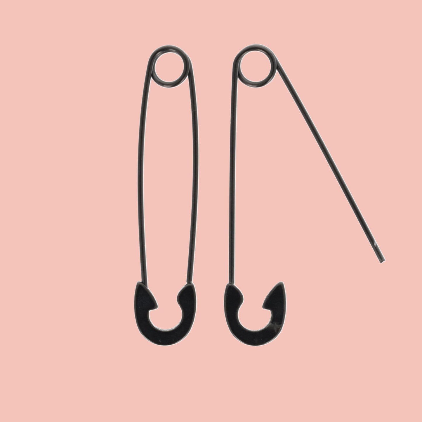 Pin it to Win it Safety Pin Earrings (Black)