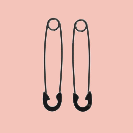Pin it to Win it Safety Pin Earrings (Black)