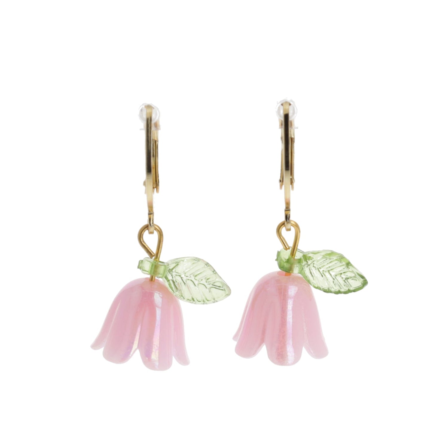 Pink Bell Orchid Huggie Hoop Earrings