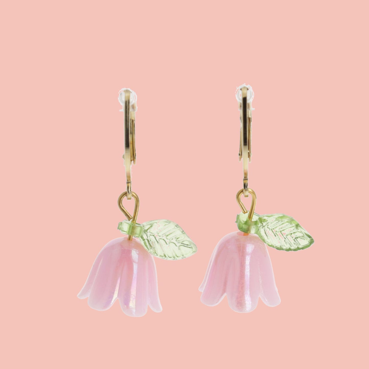 Pink Bell Orchid Huggie Hoop Earrings